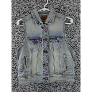 American Eagle Size Medium Girls Vest Jacket Sleeveless Blue Denim